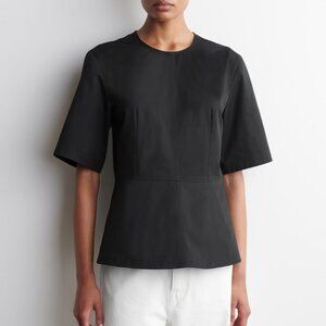 COTTON PEPLUM TOP BLACK NWT 38